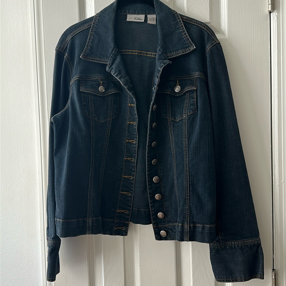 Denim jacket with silver buttons